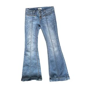 Free People Flare Jeans 61855-16515125 Women's 29 Button Fly Low Rise Y2K
